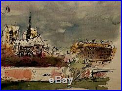 UNIQUE! VINTAGE ORIGINAL Signed Gregoire WithC Notre Dame Paris, France, Cityscape