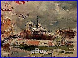 UNIQUE! VINTAGE ORIGINAL Signed Gregoire WithC Notre Dame Paris, France, Cityscape