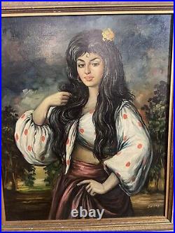 Unique Vintage Painting Of A Spanish Women Signed By Ignacio Beller