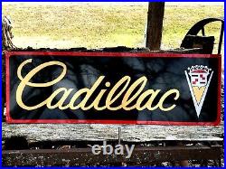 V36Vintage Hand Painted Antique Vintage Old Style Cadillac Service Station Sign