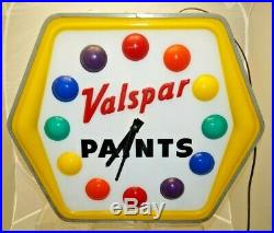 VERY RARE Vintage 1940s 50s Lighted Valspar Paints Advertising Clock Sign
