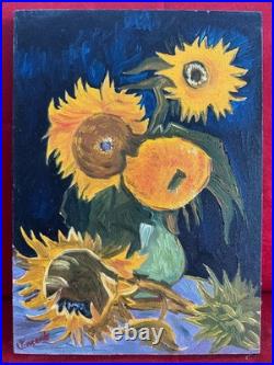 VINCENT VAN GOGH oil painting on canvas, vtg stamped signed