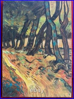 VINCENT VAN GOGH oil painting on canvas, vtg stamped signed