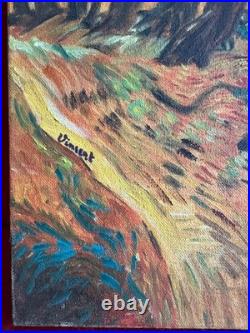 VINCENT VAN GOGH oil painting on canvas, vtg stamped signed