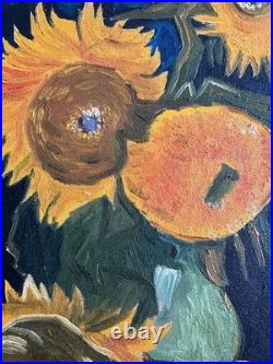 VINCENT VAN GOGH oil painting on canvas, vtg stamped signed