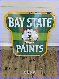 VINTAGE 1930's BAYSTATE PAINTS DOUBLE SIDED PORCELAIN ADVERTISING SIGN