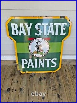 VINTAGE 1930's BAYSTATE PAINTS DOUBLE SIDED PORCELAIN ADVERTISING SIGN