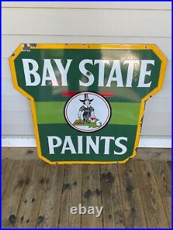 VINTAGE 1930's BAYSTATE PAINTS DOUBLE SIDED PORCELAIN ADVERTISING SIGN