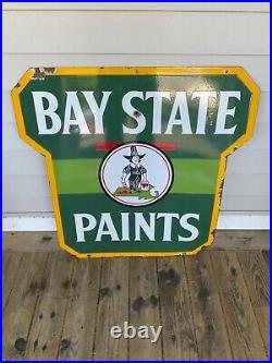 VINTAGE 1930's BAYSTATE PAINTS DOUBLE SIDED PORCELAIN ADVERTISING SIGN