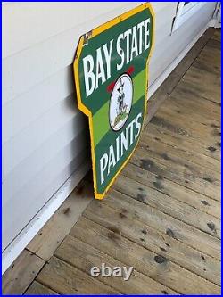 VINTAGE 1930's BAYSTATE PAINTS DOUBLE SIDED PORCELAIN ADVERTISING SIGN