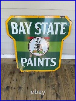 VINTAGE 1930's BAYSTATE PAINTS DOUBLE SIDED PORCELAIN ADVERTISING SIGN