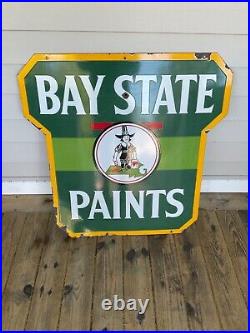 VINTAGE 1930's BAYSTATE PAINTS DOUBLE SIDED PORCELAIN ADVERTISING SIGN