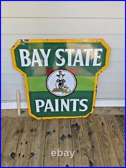 VINTAGE 1930's BAYSTATE PAINTS DOUBLE SIDED PORCELAIN ADVERTISING SIGN