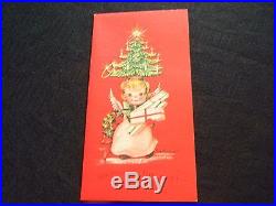 Vintage 1950's Box Of 19 Signed Eve Rockwell Christmas Cards Angel Painting Can