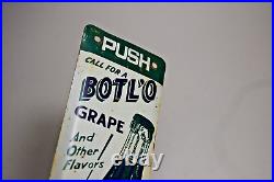 VINTAGE 1950s BOTL'O GRAPE SODA POP STAMPED PAINTED METAL DOOR PULL SIGN COLA