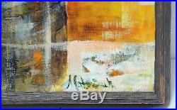VINTAGE 1960S/ 70s ABSTRACT FLORAL OIL PAINTING SIGNED MID-CENTURY MODERN