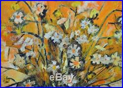 VINTAGE 1960S/ 70s ABSTRACT FLORAL OIL PAINTING SIGNED MID-CENTURY MODERN