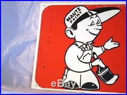 VINTAGE 1960's MAUTZ PAINT HARDWARE STORE GAS OIL 2 SIDED 28 METAL SIGN