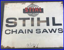 VINTAGE 1970s STIHL Hand painted SIGN OLD CHAINSAW LUMBER JACK TREE CUTTER