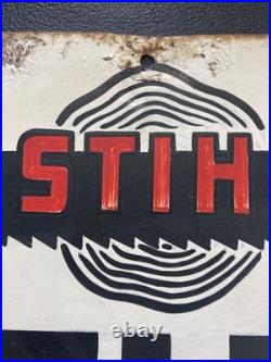 VINTAGE 1970s STIHL Hand painted SIGN OLD CHAINSAW LUMBER JACK TREE CUTTER