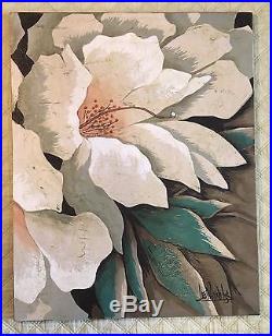 VINTAGE 70's FLOWER 30X24 OIL PAINTING SIGNED by LEE REYNOLDS