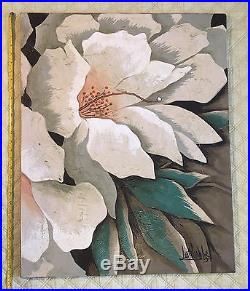 VINTAGE 70's FLOWER 30X24 OIL PAINTING SIGNED by LEE REYNOLDS