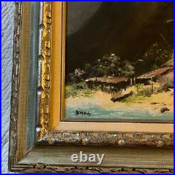 VINTAGE 70s Hawaiian landscape hand painted original oil PAINTING signed