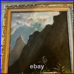 VINTAGE 70s Hawaiian landscape hand painted original oil PAINTING signed