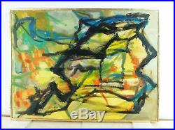 VINTAGE ABSTRACT EXPRESSIONIST ACTION OIL PAINTING Mid Century Modern Signed