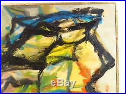 VINTAGE ABSTRACT EXPRESSIONIST ACTION OIL PAINTING Mid Century Modern Signed