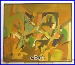 VINTAGE ABSTRACT EXPRESSIONIST OIL PAINTING MID CENTURY Charles Domsky signed 58