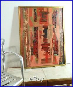 VINTAGE ABSTRACT EXPRESSIONIST OIL PAINTING MID CENTURY MODERN 1950s Signed