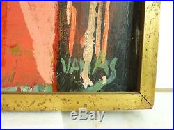 VINTAGE ABSTRACT EXPRESSIONIST OIL PAINTING MID CENTURY MODERN 1950s Signed