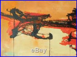 VINTAGE ABSTRACT EXPRESSIONIST OIL PAINTING MID CENTURY MODERN Signed
