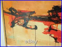 VINTAGE ABSTRACT EXPRESSIONIST OIL PAINTING MID CENTURY MODERN Signed