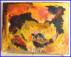 VINTAGE ABSTRACT EXPRESSIONIST OIL PAINTING Mid Century Modern Signed