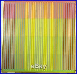 VINTAGE ABSTRACT GEOMETRIC OP ART PAINTING MID CENTURY MODERN Signed 1979