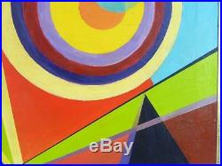 VINTAGE ABSTRACT GEOMETRIC PAINTING MID CENTURY MODERN Signed