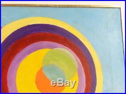 VINTAGE ABSTRACT GEOMETRIC PAINTING MID CENTURY MODERN Signed