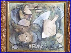 VINTAGE ABSTRACT MODERNIST OIL PAINTING MID CENTURY MODERN Signed 1966