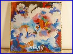 VINTAGE ABSTRACT MODERNIST OIL PAINTING MID CENTURY MODERN Signed 1969