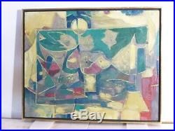 VINTAGE ABSTRACT MODERNIST OIL PAINTING Mid Century Signed Listed NY Artist