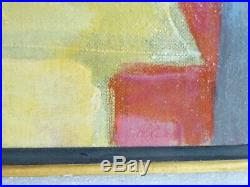 VINTAGE ABSTRACT MODERNIST OIL PAINTING Mid Century Signed Listed NY Artist