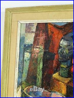VINTAGE ABSTRACT MODERNIST OIL PAINTING Sculptural MID CENTURY MODERN Signed