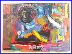 VINTAGE ABSTRACT NEO EXPRESSIONIST PAINTING Mid Century Modern Signed