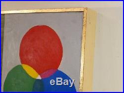 VINTAGE ABSTRACT NEO GEOMETRIC OIL PAINTING Colorist Mid Century Modern Signed