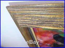 VINTAGE ABSTRACT SCULPTURAL OIL PAINTING MID CENTURY MODERN Signed 1969