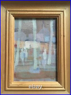 VINTAGE Abstract Modernist Oil Painting Small Signed Artist Terry Bestwick 1990
