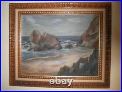 VINTAGE CALIFORNIA PLEIN AIR IMPRESSIONISM COASTAL SEASCAPE OIL PAINTING c. 1957