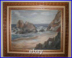 VINTAGE CALIFORNIA PLEIN AIR IMPRESSIONISM COASTAL SEASCAPE OIL PAINTING c. 1957